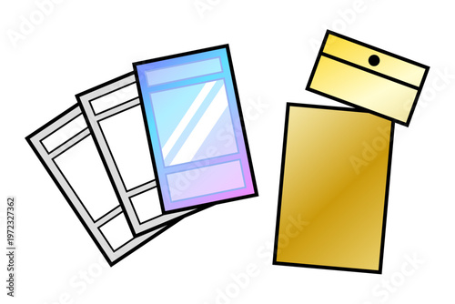 シンプルなトレーディングカードのイラスト パック開封 ベクター素材