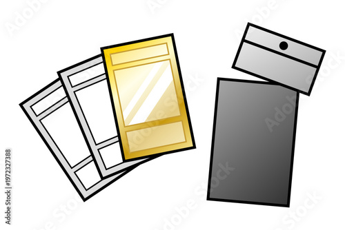 シンプルなトレーディングカードのイラスト パック開封 ベクター素材