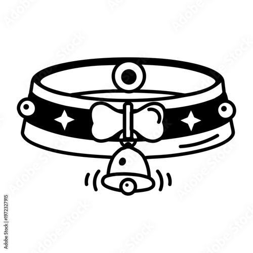 A glyph style icon depicting a bell collar 