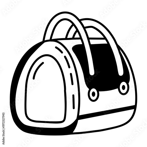 A glyph style icon showing a pet carrier  
