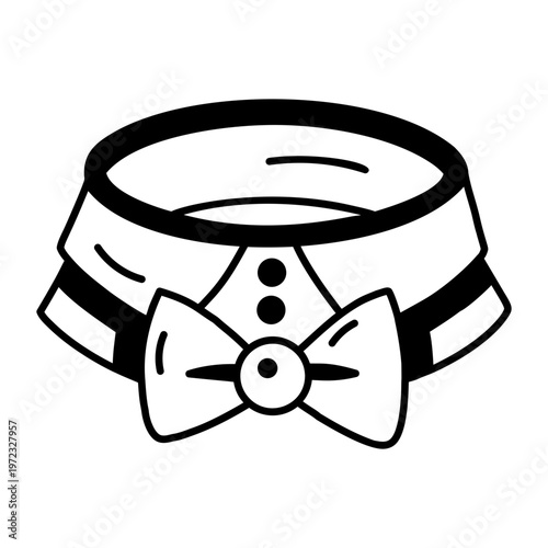 A glyph style icon showing a pet collar  