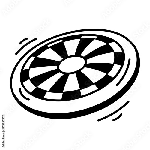 A glyph style icon depicting a frisbee disc  
