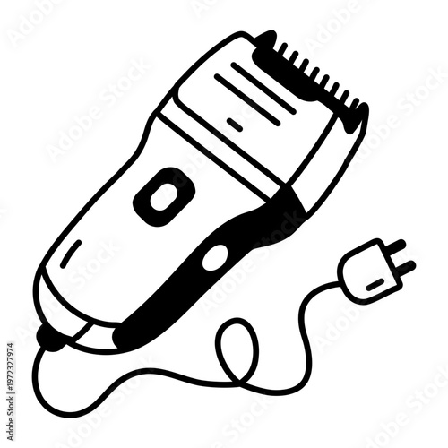 A glyph style icon depicting electric clippers  