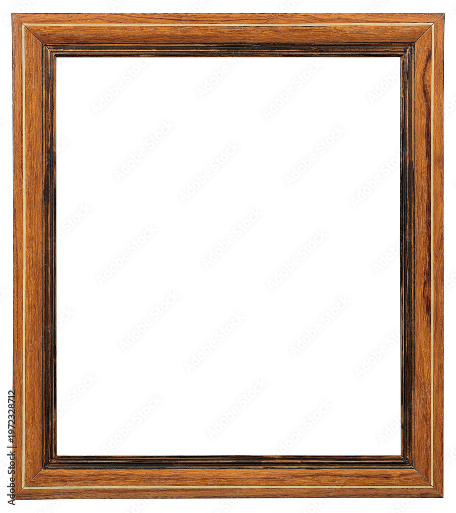 Fototapeta premium Lacquered wood picture frame in PNG format on a transparent background.