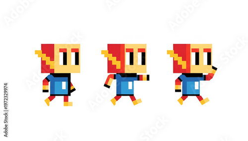 Modern Geometric Pixel Art Superhero Character for Game UI