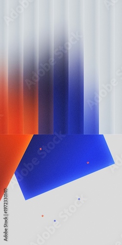 Modern abstract split background with grainy texture and geometric shapes in blue and orange