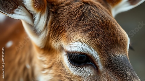 nubuck. Extreme close-up of a fawn's soft fur, resembling fine nubuck leather. wildlife magazines, conservation campaigns, designed for wildlife conservation campaigns, celebrates biodiversity.
