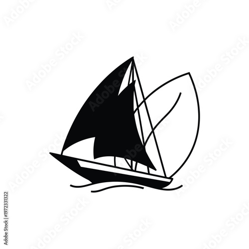 Sailboat Minimalist Line Art Icon Ocean Travel Illustration
