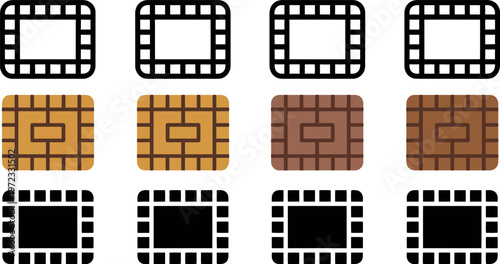 SIM card chips and microchips in various colors and designs