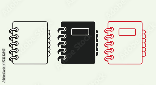 Three different styles of spiral bound notebooks displayed side by side in a clean graphic illustration
