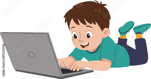 little boy with laptop