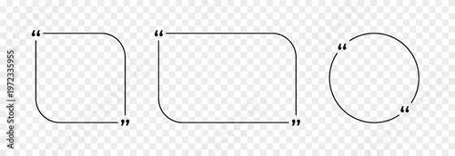 Set of black quote box frames for quotes or text. Black quote box PNG. Empty template for text or quote. Information field.