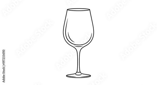 Elegant Wine Glass Outline Simple Line Art.