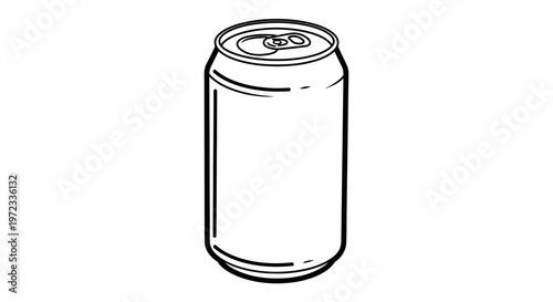 Simple Line Art Drawing of a Blank Aluminum Beverage Can.