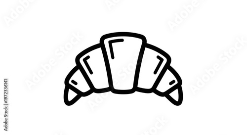 Simple Line Art Icon of a Croissant Pastry.