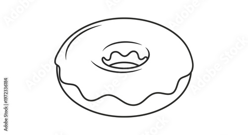 Simple outline drawing of a delicious glazed donut with a hole.