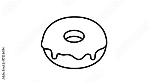 Simple Line Art Illustration of a Delicious Glazed Donut.