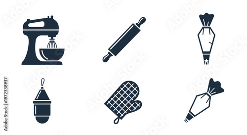 Baking Utensils Set: Mixer, Rolling Pin, Piping Bags, Oven Mitt, Pastry Bag