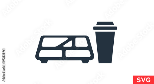 Car and Coffee Icon: Travel, Commute, On the Go Lifestyle, Simple Vector Graphic