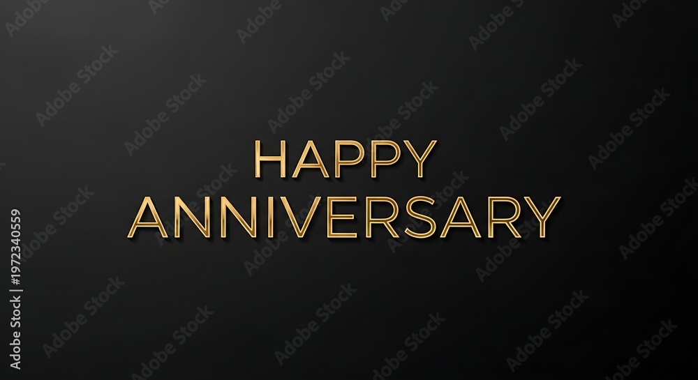 Fototapeta premium Elegant Gold Happy Anniversary Text on Black Background