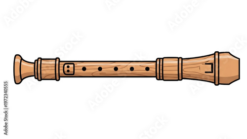 A vector CAD design of a traditional wooden recorder instrument