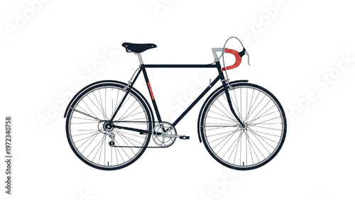 Vector CAD design of a bicycle with red accents on handlebars