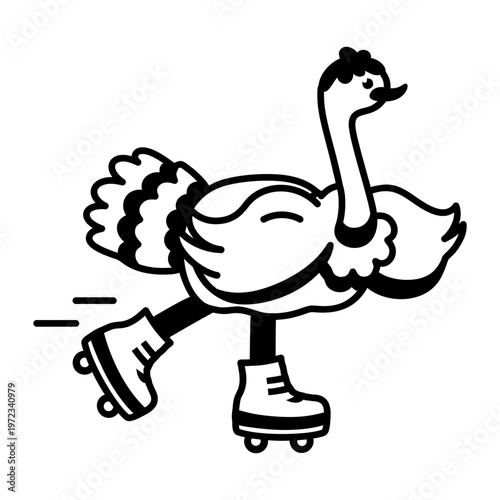 A glyph style icon depicting an ostrich 

