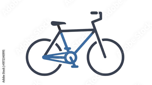 Vector CAD design of a blue bicycle with black components
