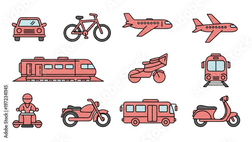 Vector CAD design of various transportation modes and vehicles