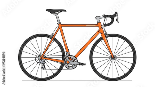 Vector CAD design of a sleek bicycle in motion on a road