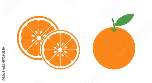 Vibrant Orange Fruit and Slices Illustration.