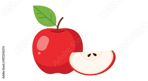 Vibrant Red Apple with Slice: A Fresh and Healthy Fruit.