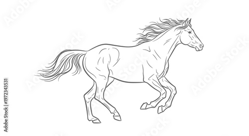 Elegant Horse Galloping with Flowing Mane and Tail.