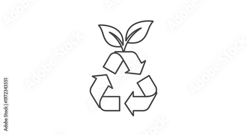 Recycle symbol with green leaves representing environmental sustainability.