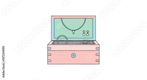 Elegant jewelry box with necklace, earrings, and bracelet on white background