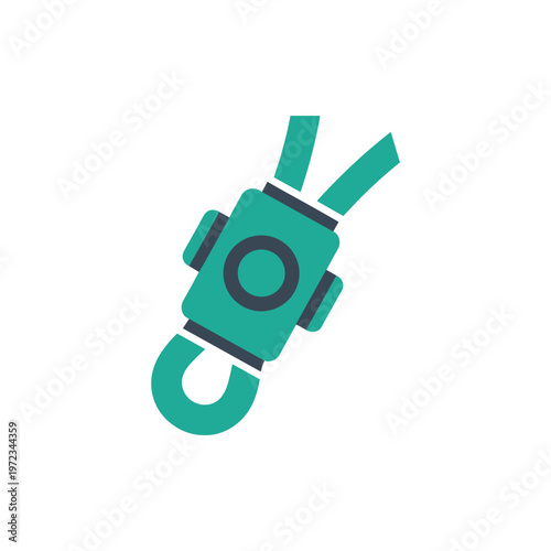 Teal cord stop clip isolated on a clean white background, showcasing a simple and modern design