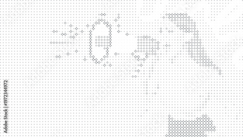 Grey Dotted Person Glasses Mug White Background, Grey Halftone Human Portrait Abstract Clean Background