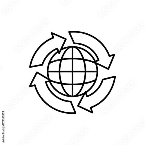 Global Recycling Arrows Around Earth Icon