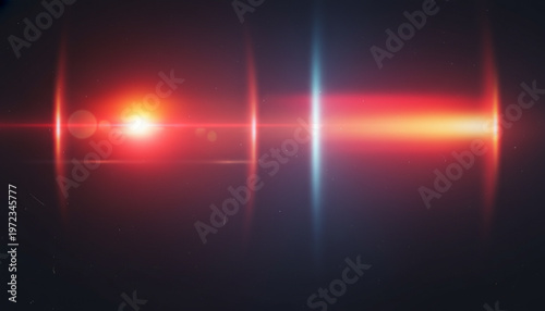 Vibrant lens flares with bright red and blue lights on dark background for creative design
