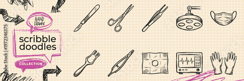 Black ink scribble minimalist printing copy typography icon set hand drawn doodle publish paper machine illustrations on pure white background