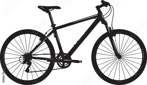 Black bicycle, mountain bike, bike silhouette, cycling, transport, vehicle isolated PNG with Transparent Background