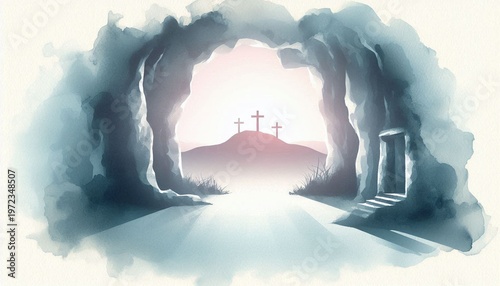 Biblical message resurrection of Christ hope illustration concept
