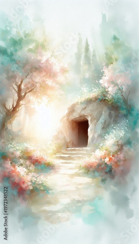 Christian salvation resurrection concept Easter illustration design