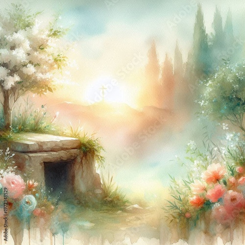 Christian Hope Through Resurrection Concept Illustration