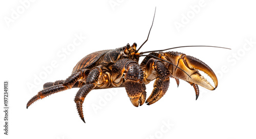 A close-up photograph of a lobster against a black background