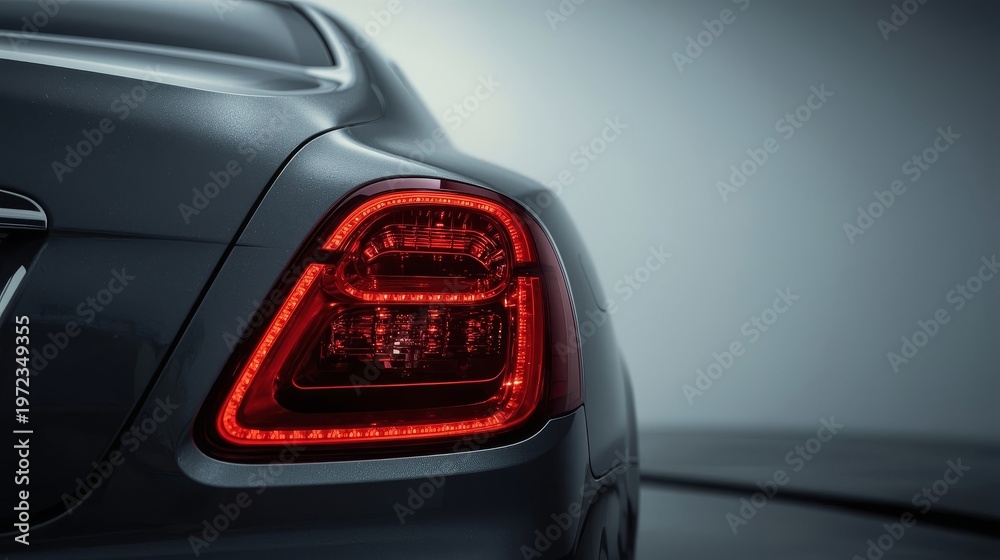 Fototapeta premium Luxury Car Rear Light Close Up Red Automotive Design Detail
