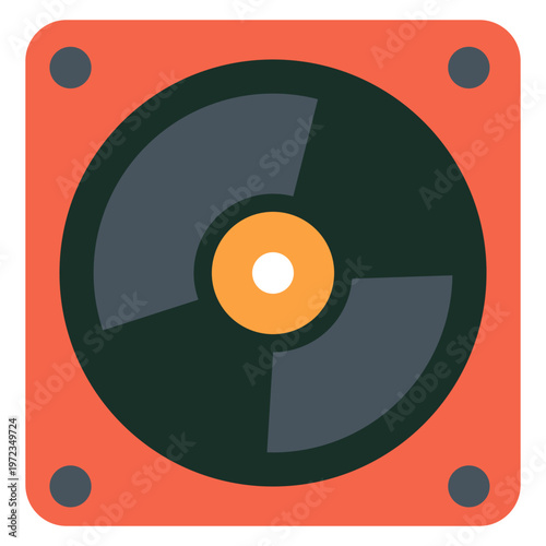 Red vinyl record player, retro music device, vintage audio equipment, classic turntable, colorful illustration, nostalgic design element, eighties style.