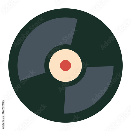 Dark vinyl record disc, retro music media, vintage audio format, classic album, colorful icon, eighties nostalgia, analog sound.