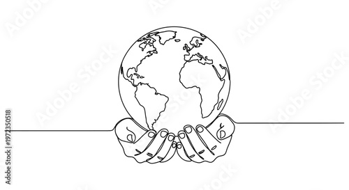 A delicate hand cradles the Earth globe with care and protection