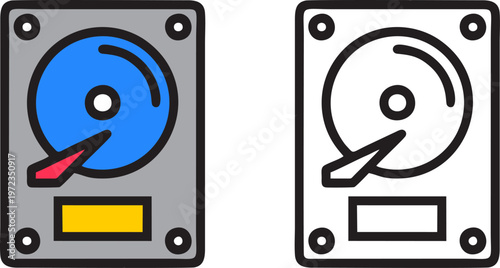 Hard Disk Drive Storage Device Icon in Flat Style
